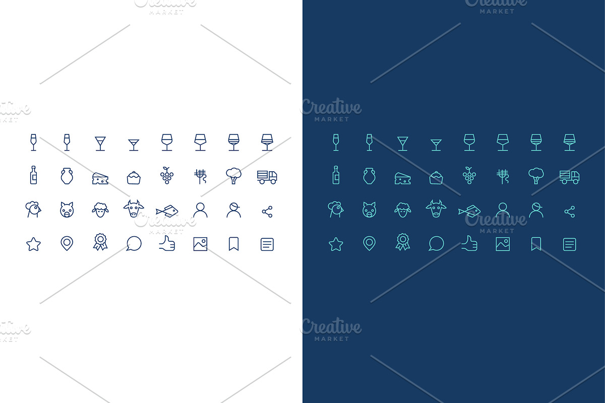icons set about wine, alcohol, an Outline Icon by fet