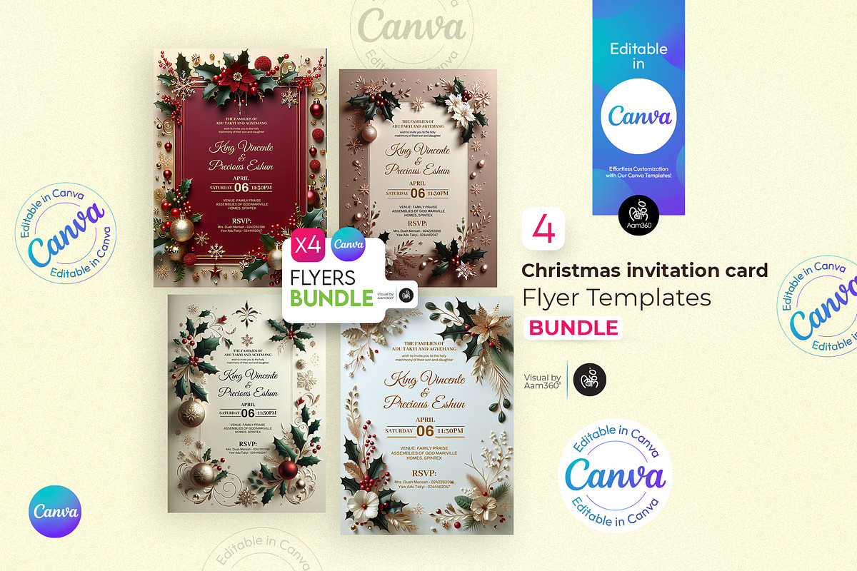 Christmas Wedding Invitation Flyer, a Flyer Template by Aam360 (Photo 1 of 5)