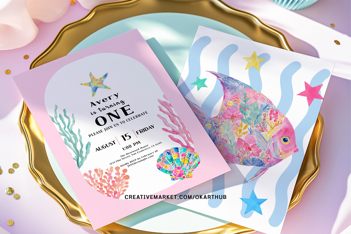 Preppy Coastal Sea Life Clipart, a Decorative Illustration by OKArtHub (Photo 8 of 8)