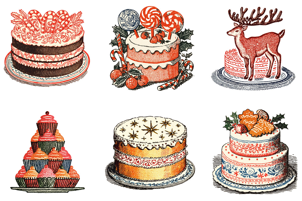 Cute Christmas Cake Clipart Bundle, an Illustration by DreamArtGraphic (Photo 4 of 5)