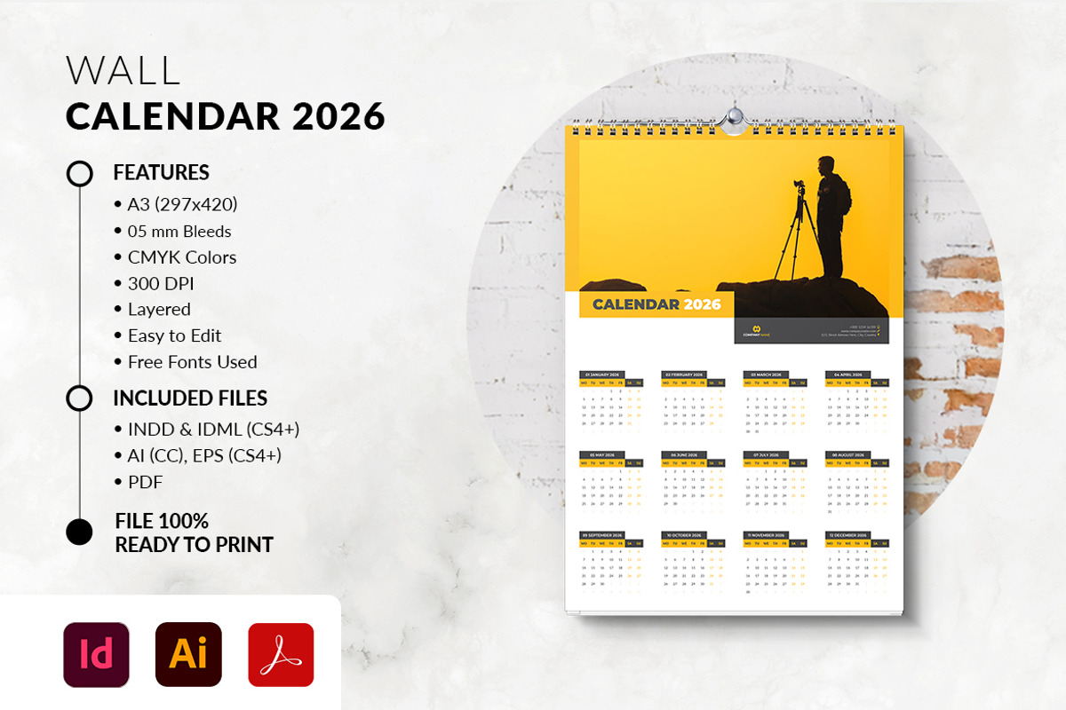 2026 Wall Calendar Printable preview 3