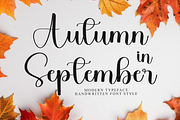 Autumn in Septemeber, a Handwritten Font by FreshTypeINK (Thumbnail 1 of 8)
