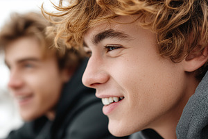 Happy teenage boys smiling outdoors., a Person Photo by MistyDay