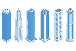 Isometric Modern Skyscraper Outline