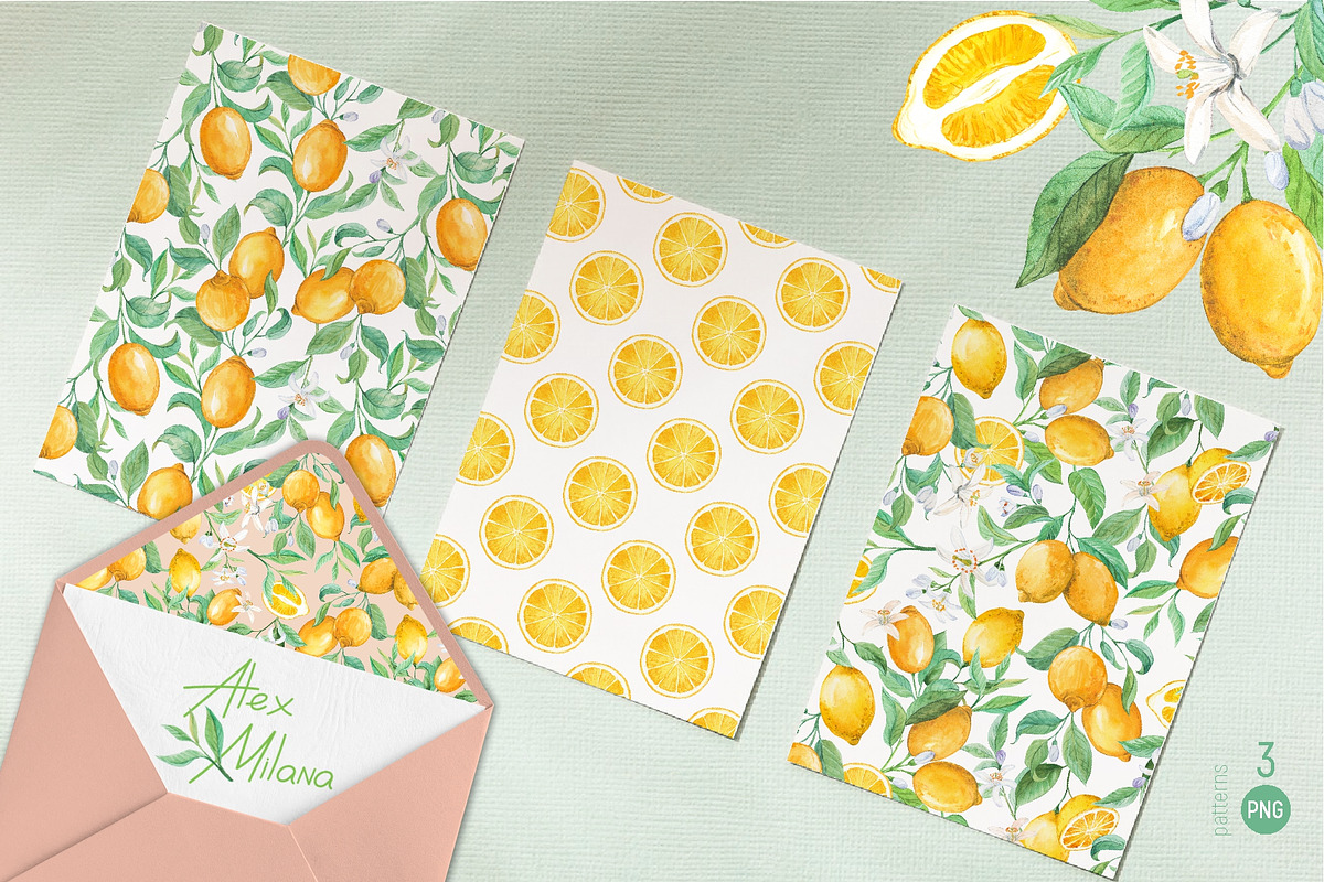 Juicy Lemon. Watercolor set, a Food Illustration by Tata Pilip (Photo 6 of 7)