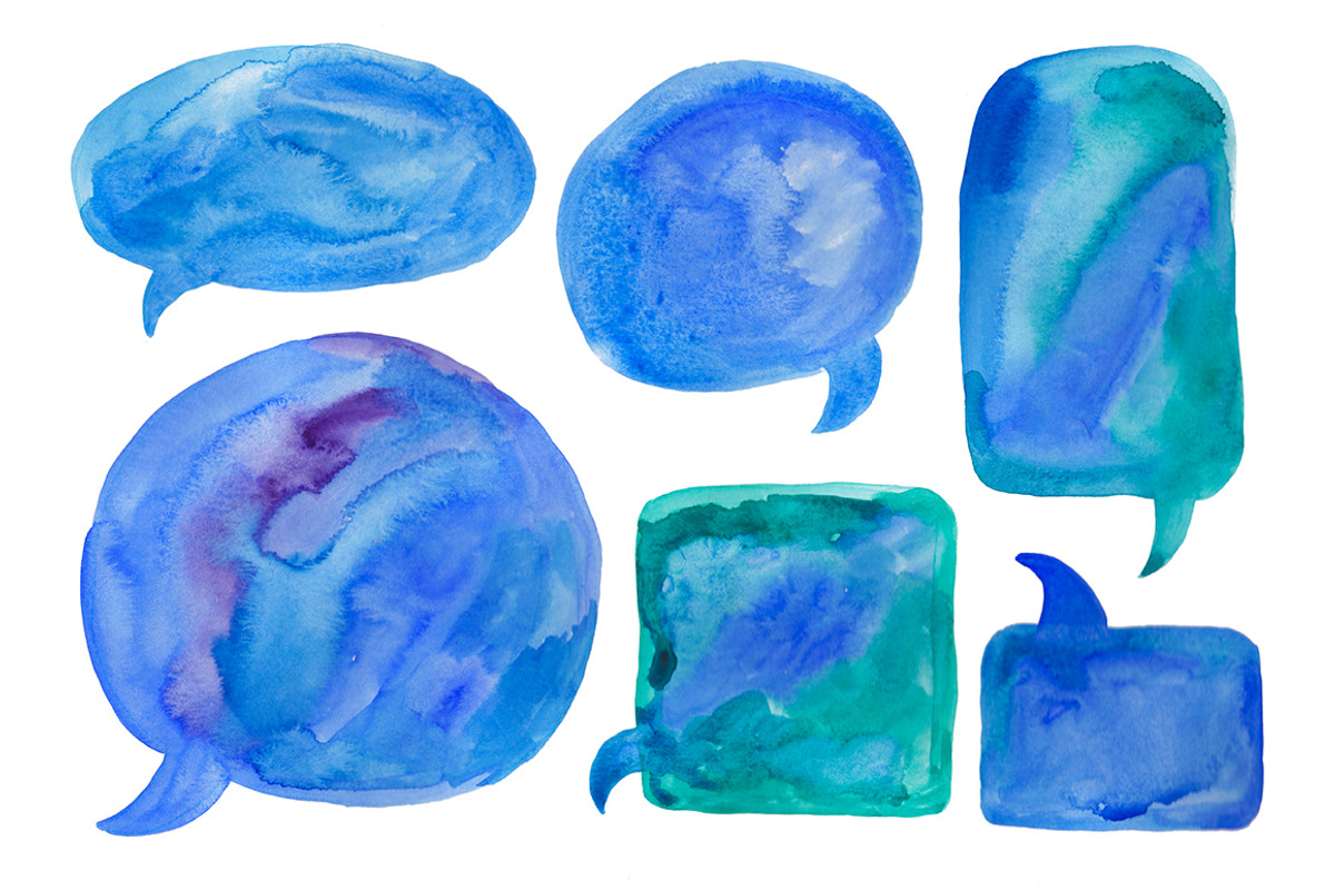 Watercolor speech bubble set, an Illustration by natsa (Photo 3 of 5)
