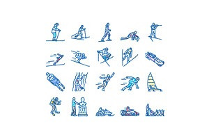 winter sport ski snow jump icons, an Object Illustration by pikepicture