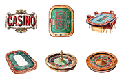 Watercolor Casino Clipart, a Decorative Illustration by stickermadness (Thumbnail 4 of 4)