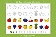 Bright fruits. Cliparts and Patterns, a Food Illustration by Valeria Soloveva (Thumbnail 2 of 14)