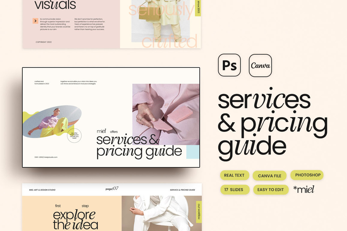 MIEL / Services and Pricing Guide, a Presentation Template by Eviory (Photo 1 of 10)