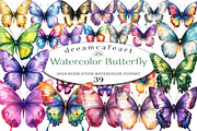 Watercolor Butterfly Clipart, an Animal Illustration by DreamCafeArt (Thumbnail 1 of 3)