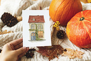Autumn Cafe watercolor, a Seasonal Illustration by LiChu Art (Thumbnail 7 of 9)
