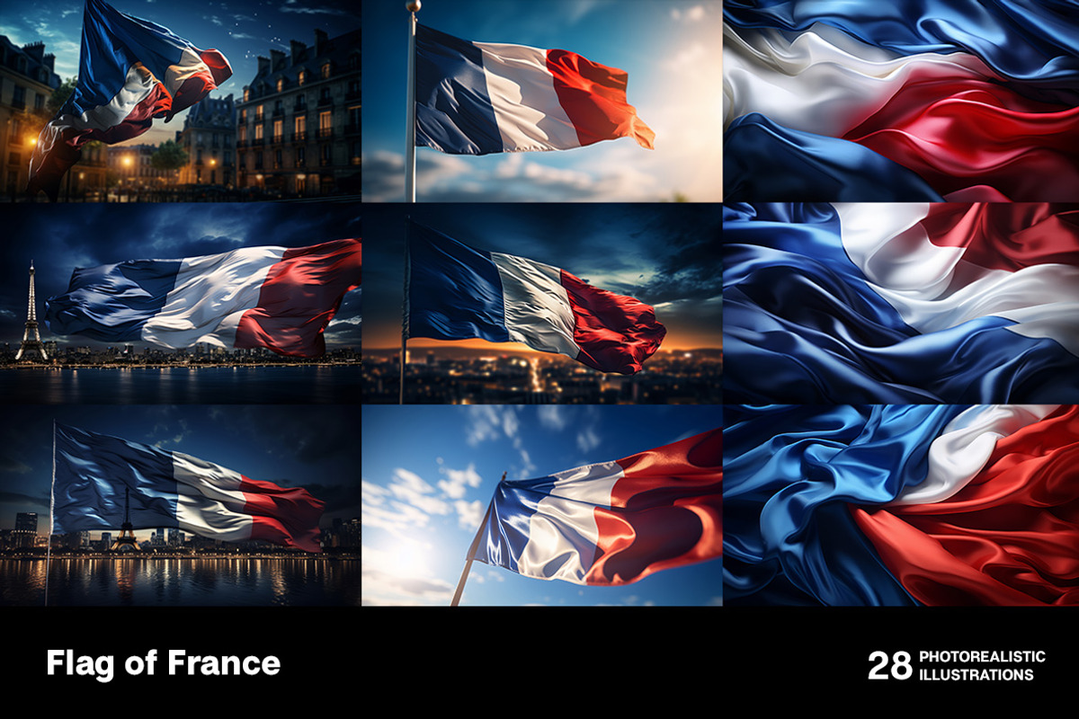 Flag of France. 28 images, an Object Illustration by Handmadefont (Photo 6 of 9)