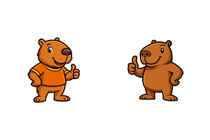 Cartoon bears cheering with thumbs, an Animal Illustration by ZinetroN