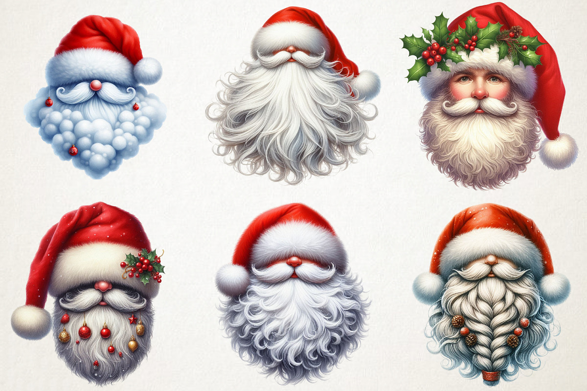 Santa Hat & Beards Clipart Pack, an Illustration by RobertsArt (Photo 6 of 7)