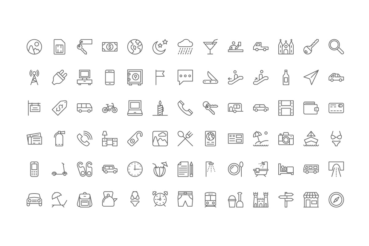234 Summer and Travel Outine Icons, an Outline Icon by Vectors Market (Photo 3 of 3)