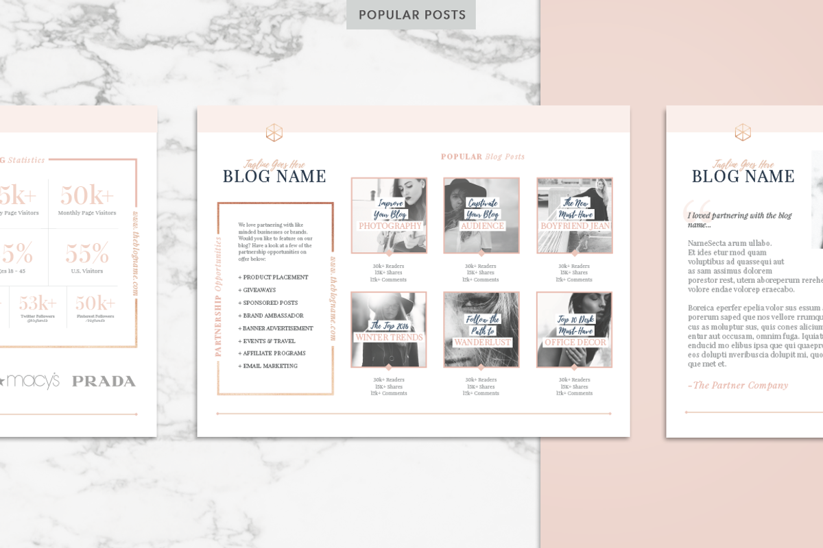 ROSE GOLD | Blog Media Kit, a Resume Template by Marigold Studios (Photo 5 of 9)