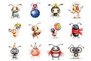 Happy Cute Ants Cartoon Clipart, a Graphic by CitraGraphics (Thumbnail 3 of 4)