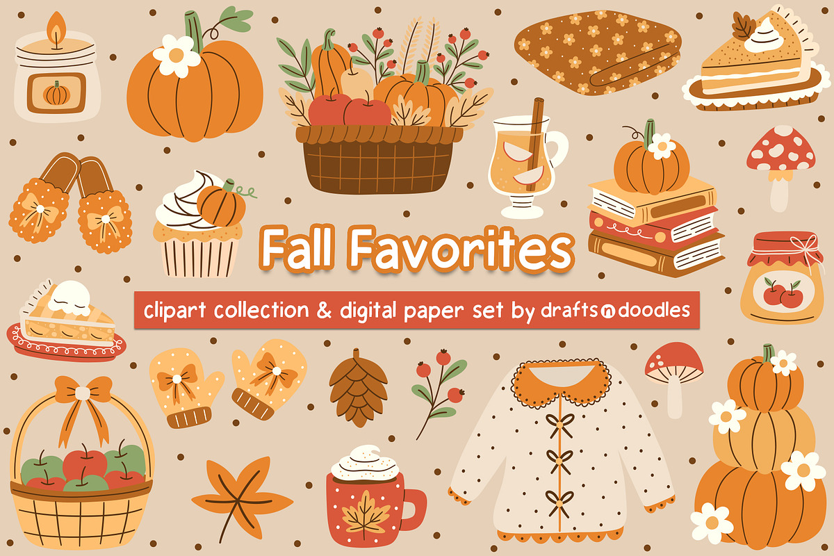 Fall Favorites Clipart and Patterns, a Pattern Graphic by Drafts n Doodles (Photo 1 of 14)