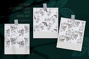SKULLS, BUTTERFLIES AND ROSE HIP, a Texture Illustration by LanaDzi (Thumbnail 9 of 12)