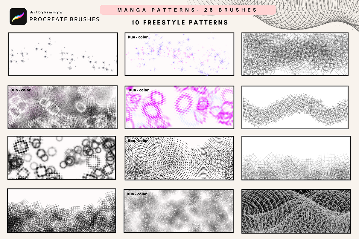 Procreate Manga Essentials Pack 2, a Brush Add-On by Artbykimmyw