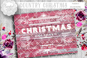 Vintage Country Christmas SVG files