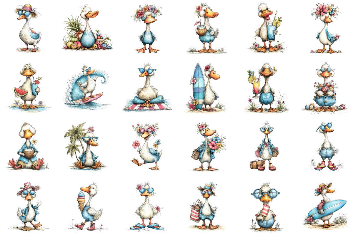 Whimsical Summer Goose Clipart, a Seasonal Illustration by designcity5 (Photo 2 of 5)