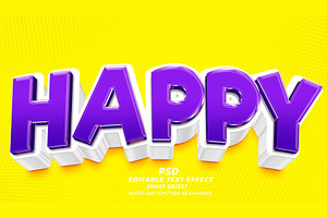 Happy PSD 3d Editable Text Effect