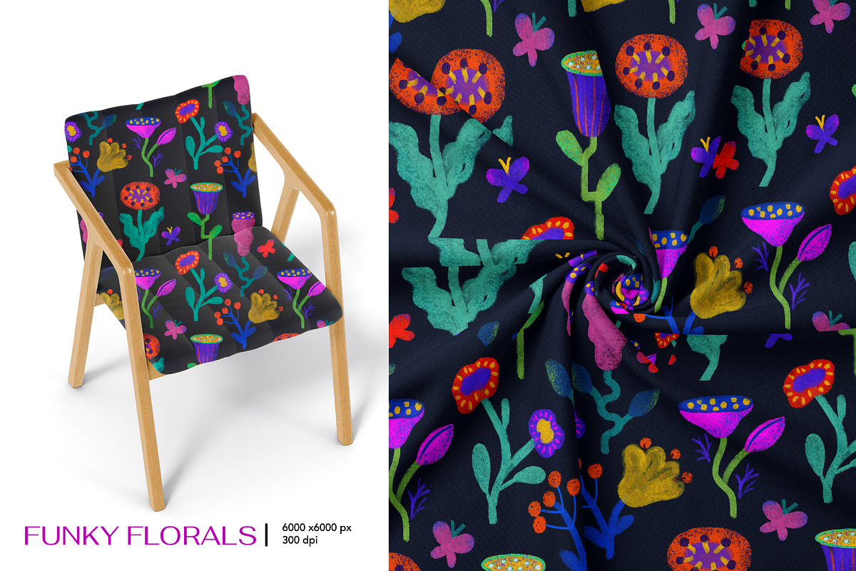 Funky Florals - Seamless Patterns, a Pattern Graphic by Alona Savchuk (Photo 3 of 7)