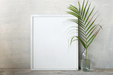 Blank frame poster featuring frame, mockup, and wall, a Business Photo by ptystockphoto