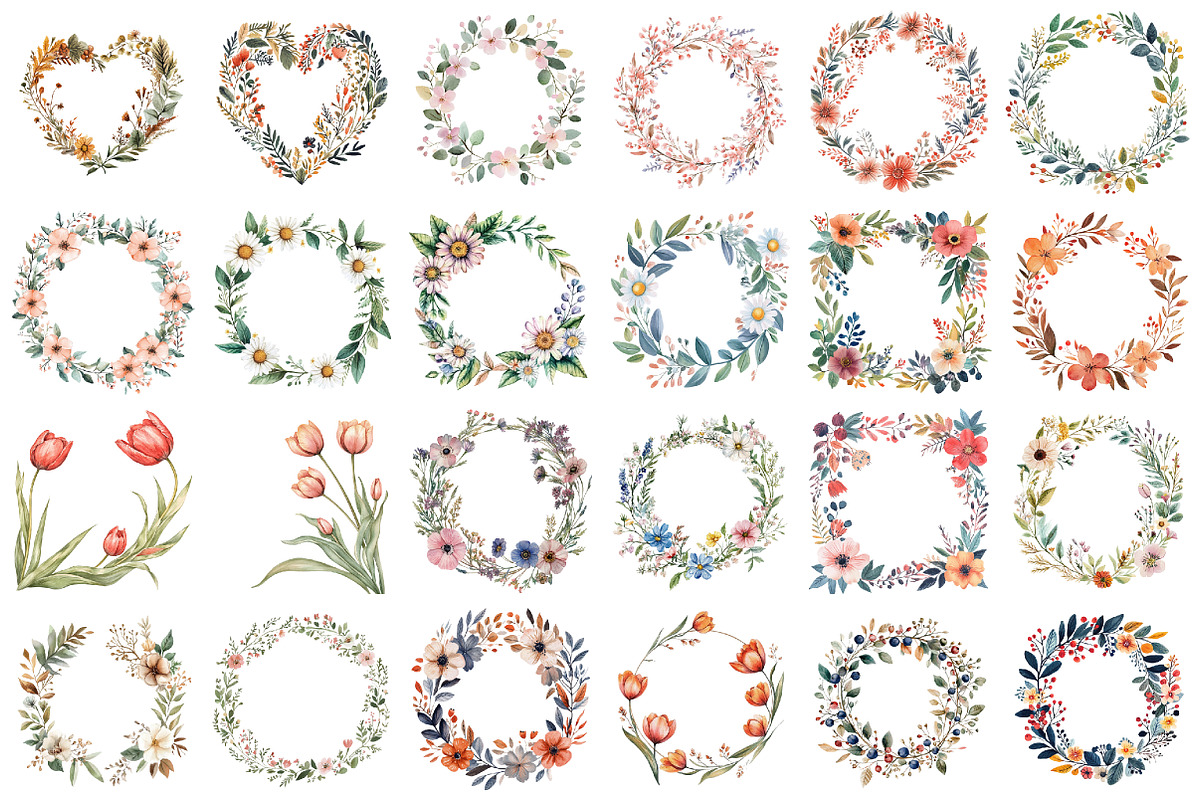 Whimsy Folk Art Botanic Frame Clipar, an Illustration by designcity5 (Photo 2 of 5)