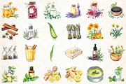 Watercolor Natural Remedies Clipart, an Illustration by DreamCafeArt (Thumbnail 2 of 3)