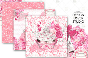 Roses Heart Digital Paper Pack