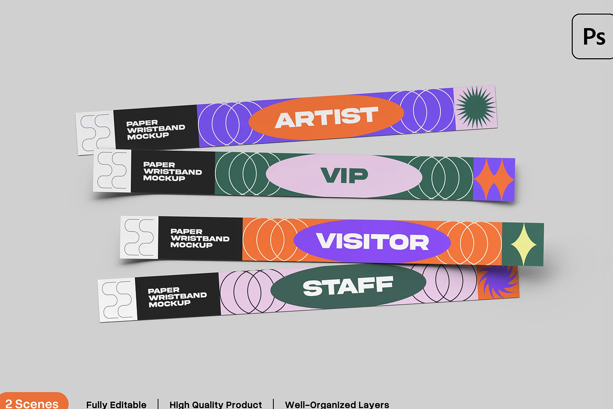 Wristband Mockup 2 Views, a Merchandise Mockup by graphicsauce (Photo 1 of 4)