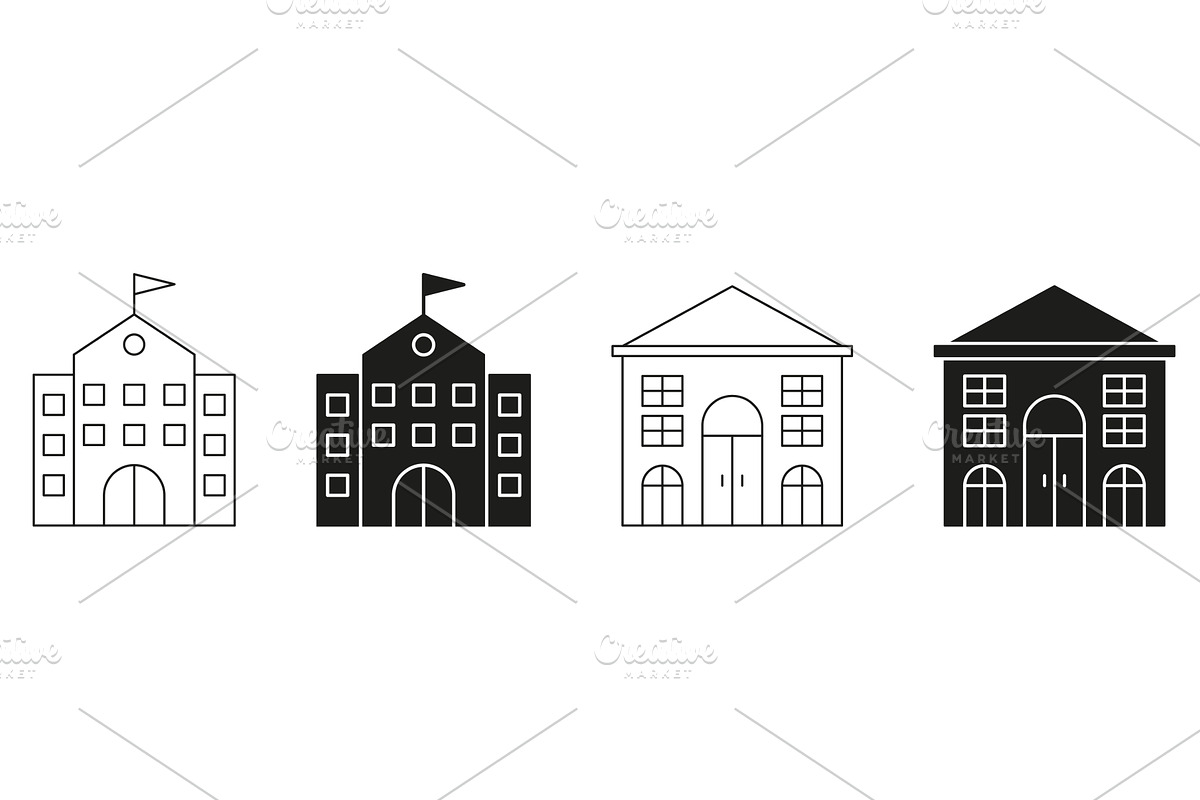 School Building Icons, an Object Illustration by Gentle Studio