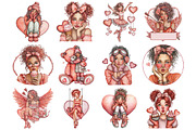 Quirky Valentine Girl Clipart Bundle, a Graphic by CitraGraphics (Thumbnail 3 of 4)