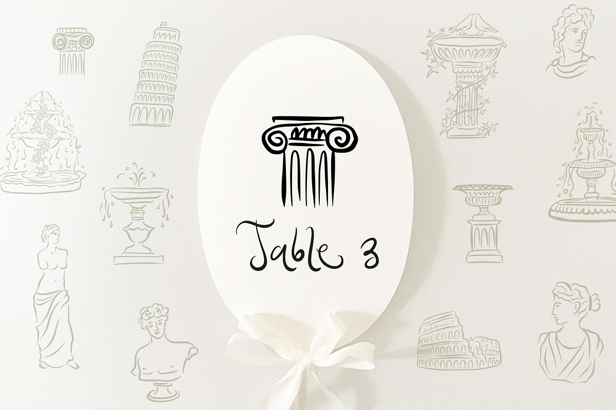 Hand Drawn Tuscany Wedding Clipart, an Illustration by Calamar Studio (Photo 8 of 23)