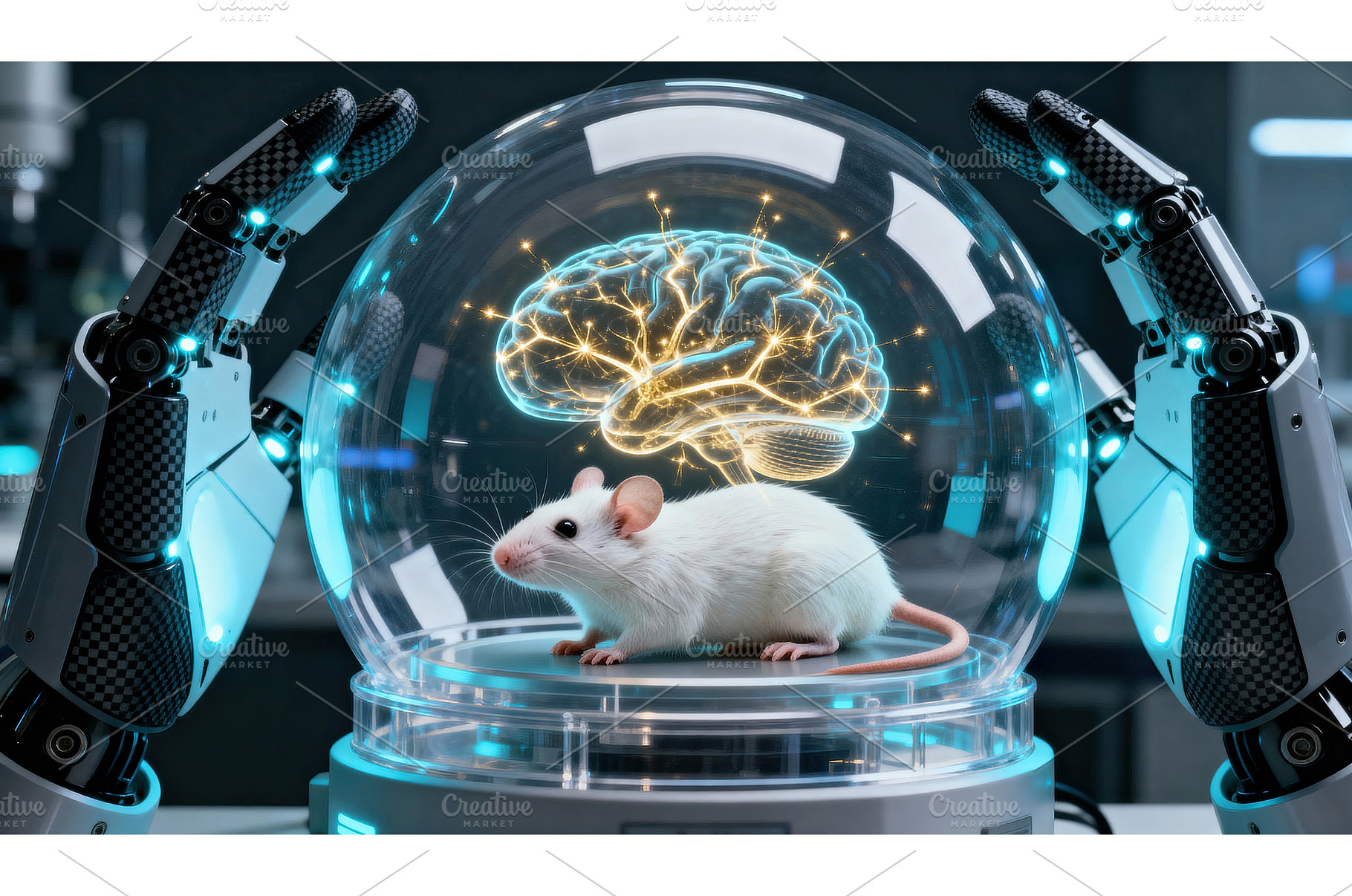 White laboratory mouse in high-tech, a Health & Medical Photo by tilialucida
