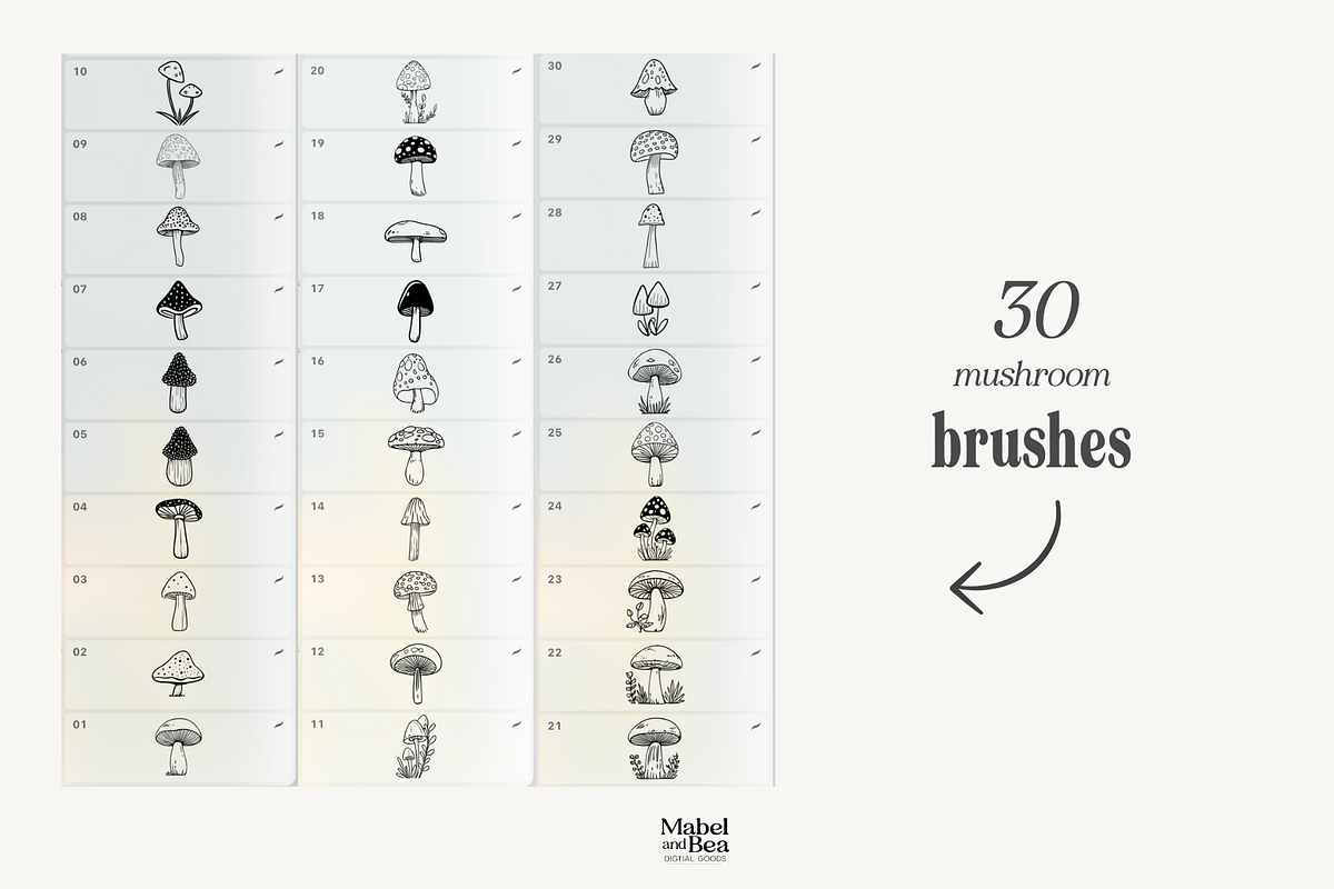 Magic Mushroom Stamp Brushes, a Brush Add-On by Mabel & Bea (Photo 2 of 7)