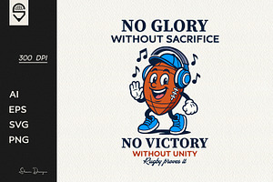 Retro Rugby Ball Character T-Shirt, a Sport Illustration by shaondesigns