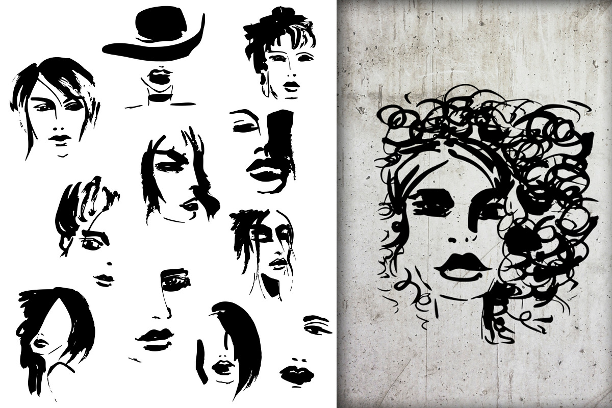 Female faces.T-shirt designs, an Object Graphic by Vera●Suleimanova (Photo 5 of 12)