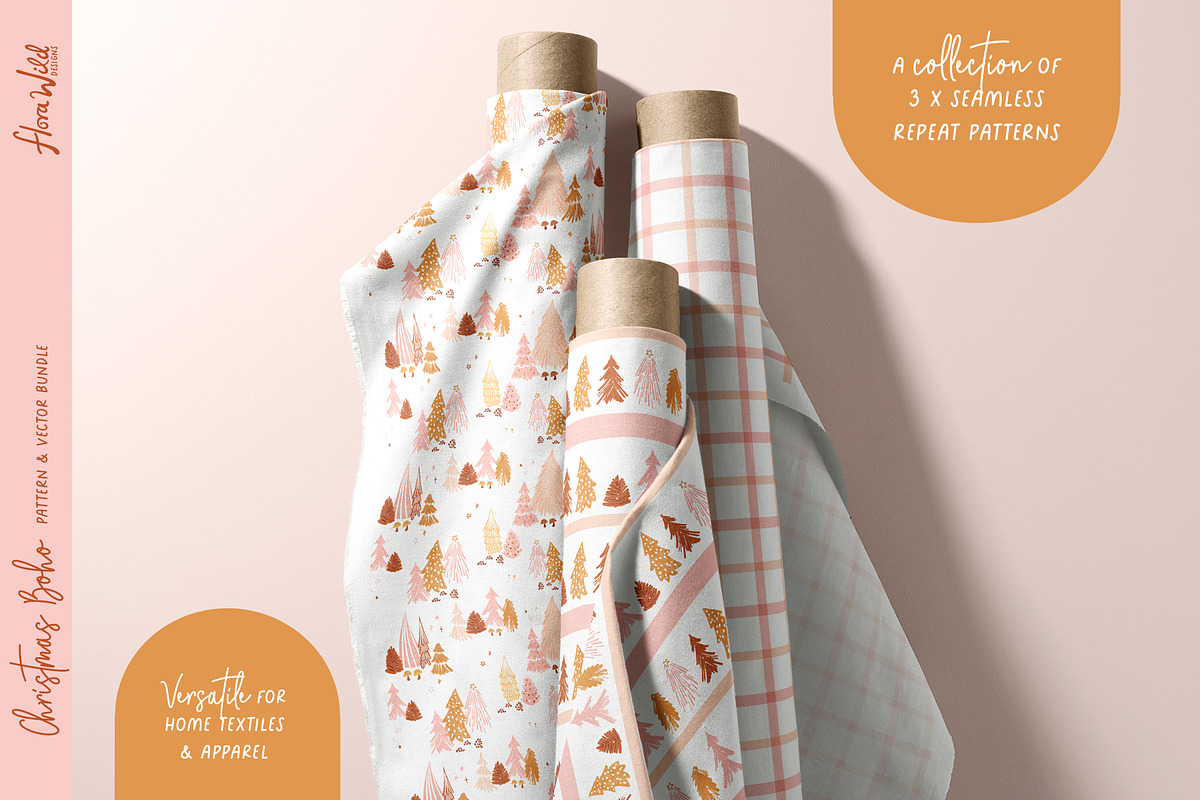 Christmas Boho Patterns and Vectors, a Pattern Graphic by Flora Wild Designs (Photo 2 of 5)