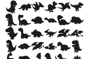 Dinosaur Outline Silhouette Set 1