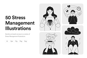 Stress Management Illustration Art, a Healthcare Illustration by Vectors Market