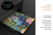 Under The Sea Digital Postcard Set, a Decorative Illustration by The Dutch Lady Designs (Thumbnail 2 of 7)