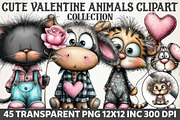 Cute Valentine Animals Clipart Bundl, an Animal Illustration by RobertsArt (Thumbnail 1 of 7)