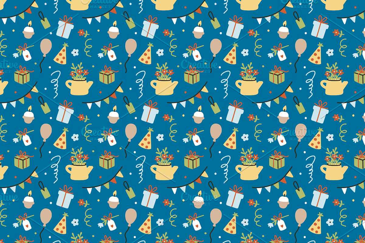 Birthday Party Watercolor Patterns, a Pattern Graphic by Lyolya Profitrolya (Photo 3 of 4)