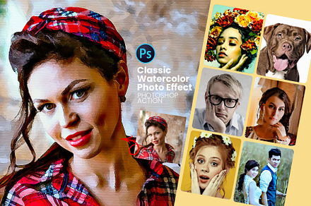 Classic Watercolor Photo Effect, an Action Add-On by Photoshop Action