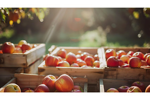 Freshly Harvested Apples in Wooden, a Nature Photo by Lermont51