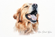 Watercolor Golden Retriever Clipart, an Animal Illustration by New-School-Wave (Thumbnail 4 of 5)